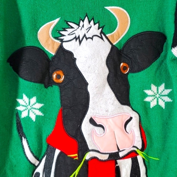 Jolly Sweaters Farmer Farmhouse Cow Heifer Ugly Christmas Sweater Unisex Size S - Picture 6 of 17
